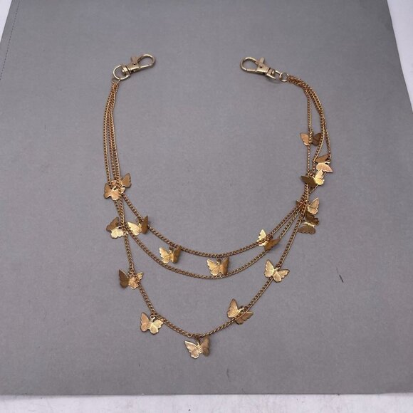 Butterfly Charms Chain Lobster Closure Gold Tone 17 Inches - Picture 2 of 6